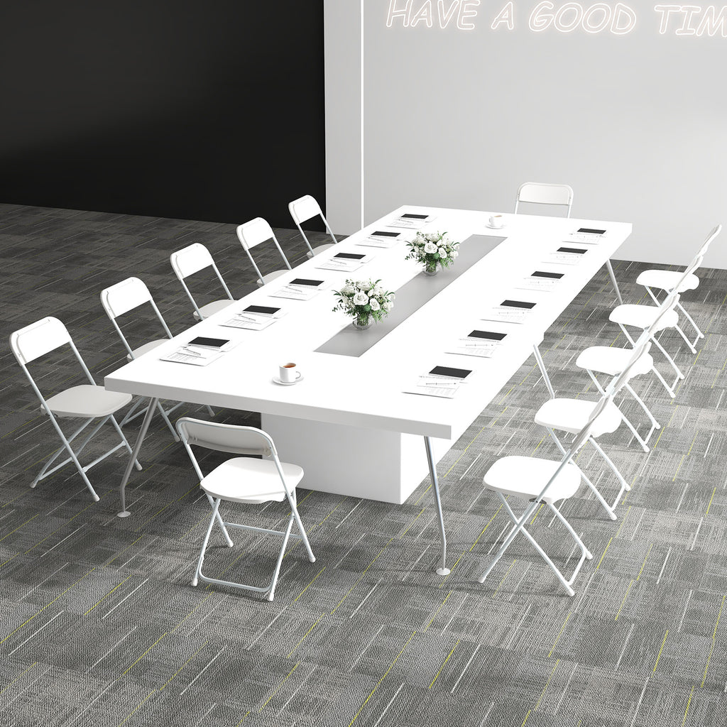 4-Pack Metal Folding Chairs, White HDPE Seat & Back
