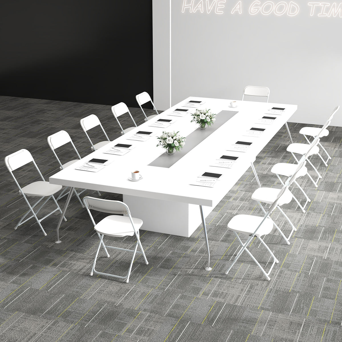4-Pack Metal Folding Chairs, White HDPE Seat & Back