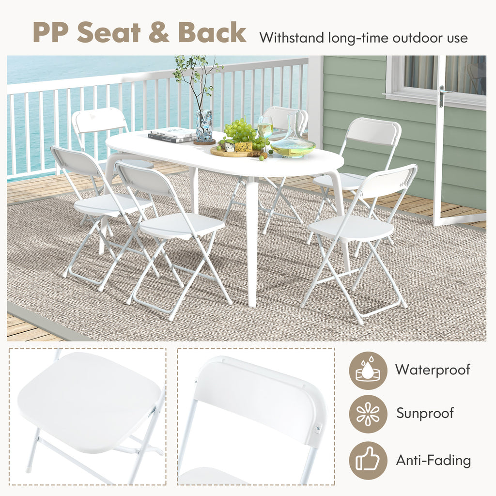 4-Pack Metal Folding Chairs, White HDPE Seat & Back