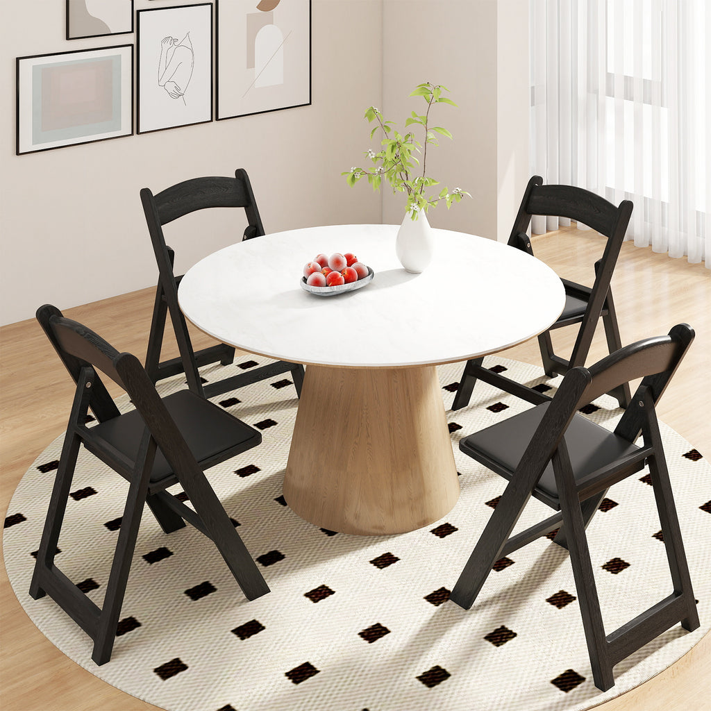 4-Pack Resin Folding Chairs with Padded Seat - Black