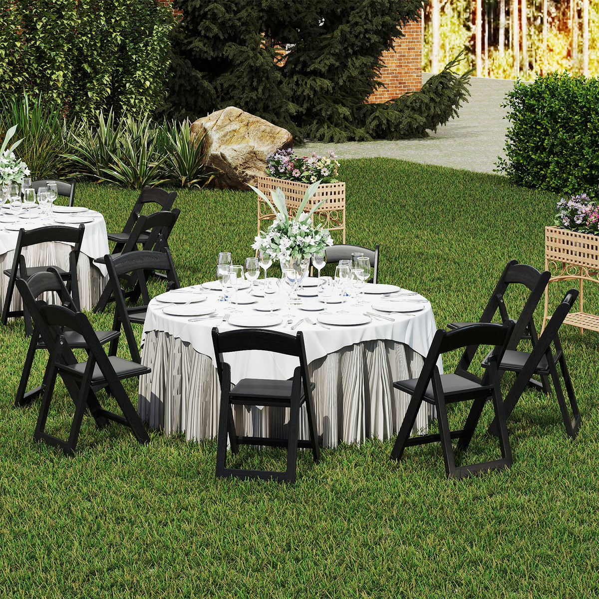 4-Pack Resin Folding Chairs with Padded Seat - Black