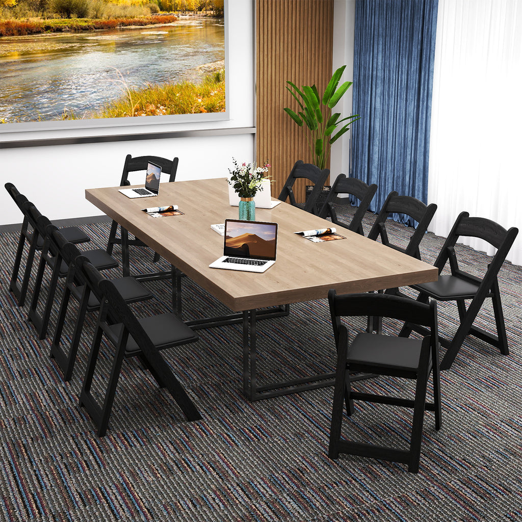4-Pack Resin Folding Chairs with Padded Seat - Black