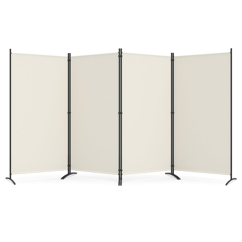 White 6 Ft Tall 4-Panel Room Divider Folding Privacy Screen with Curved Metal Feet - Variation of THIS listing