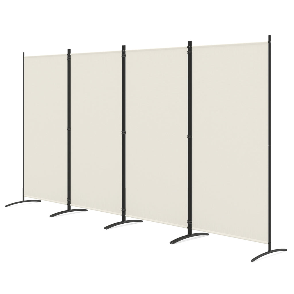 White 6 Ft Tall 4-Panel Room Divider Folding Privacy Screen with Curved Metal Feet - Variation of THIS listing