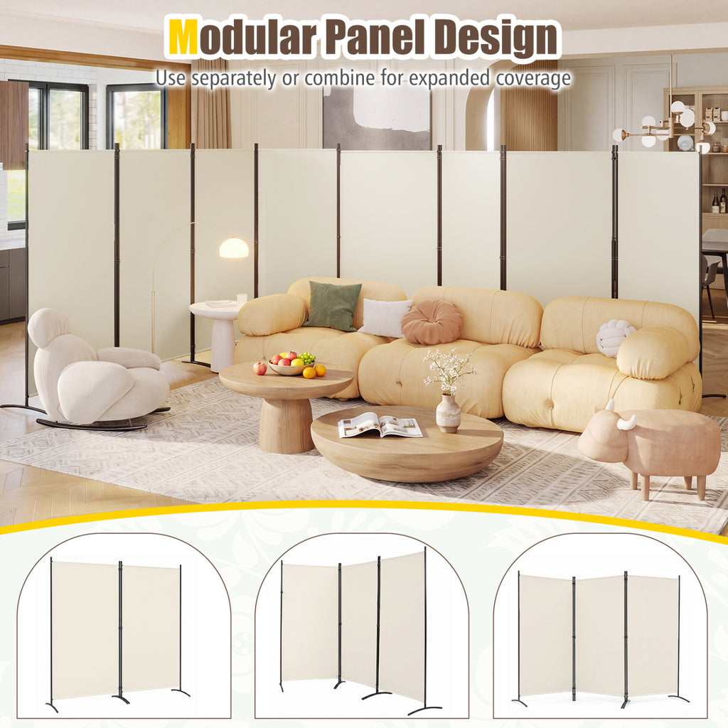 White 6 Ft Tall 4-Panel Room Divider Folding Privacy Screen with Curved Metal Feet - Variation of THIS listing