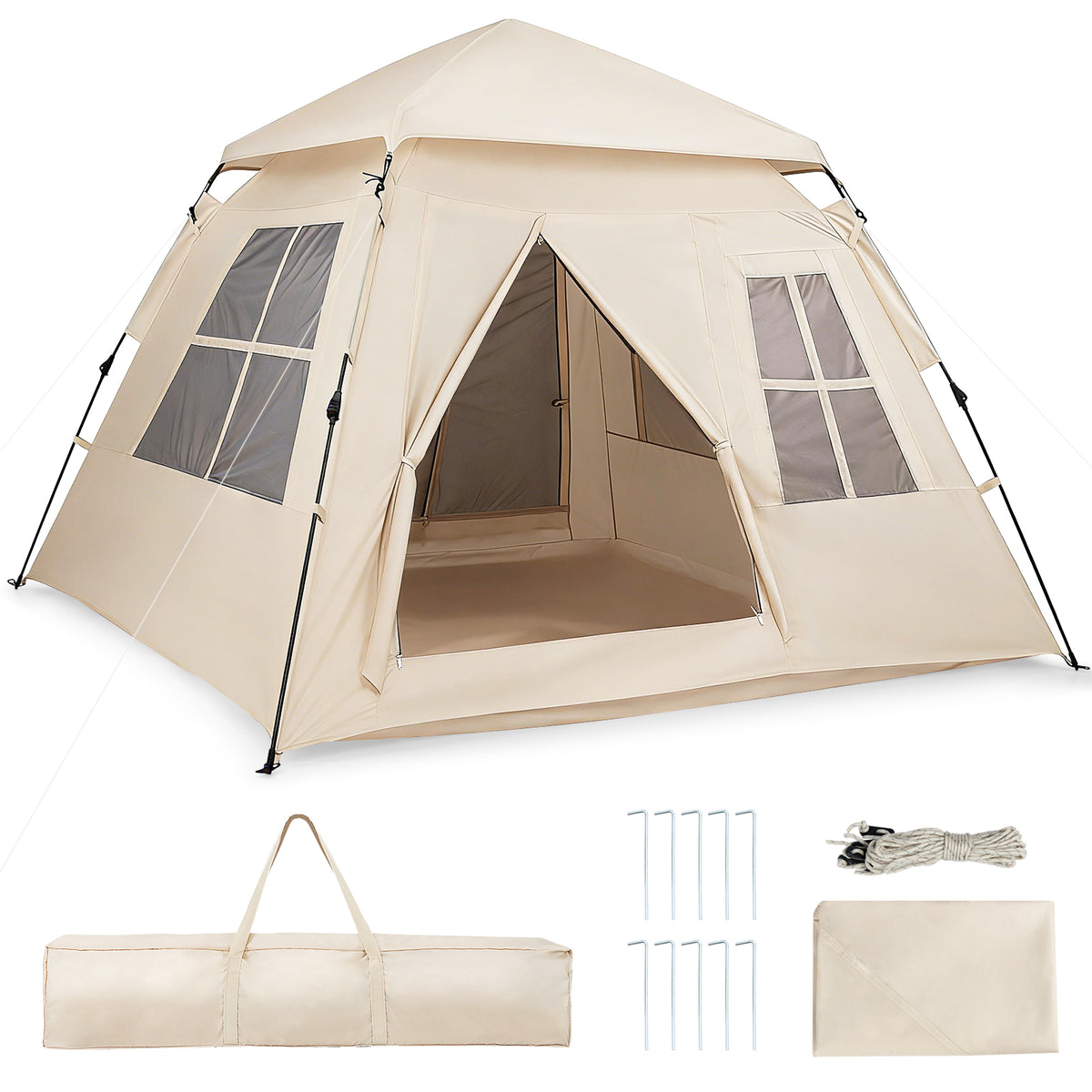 4 Person Automatic Pop-Up Camping Tent with Rainfly