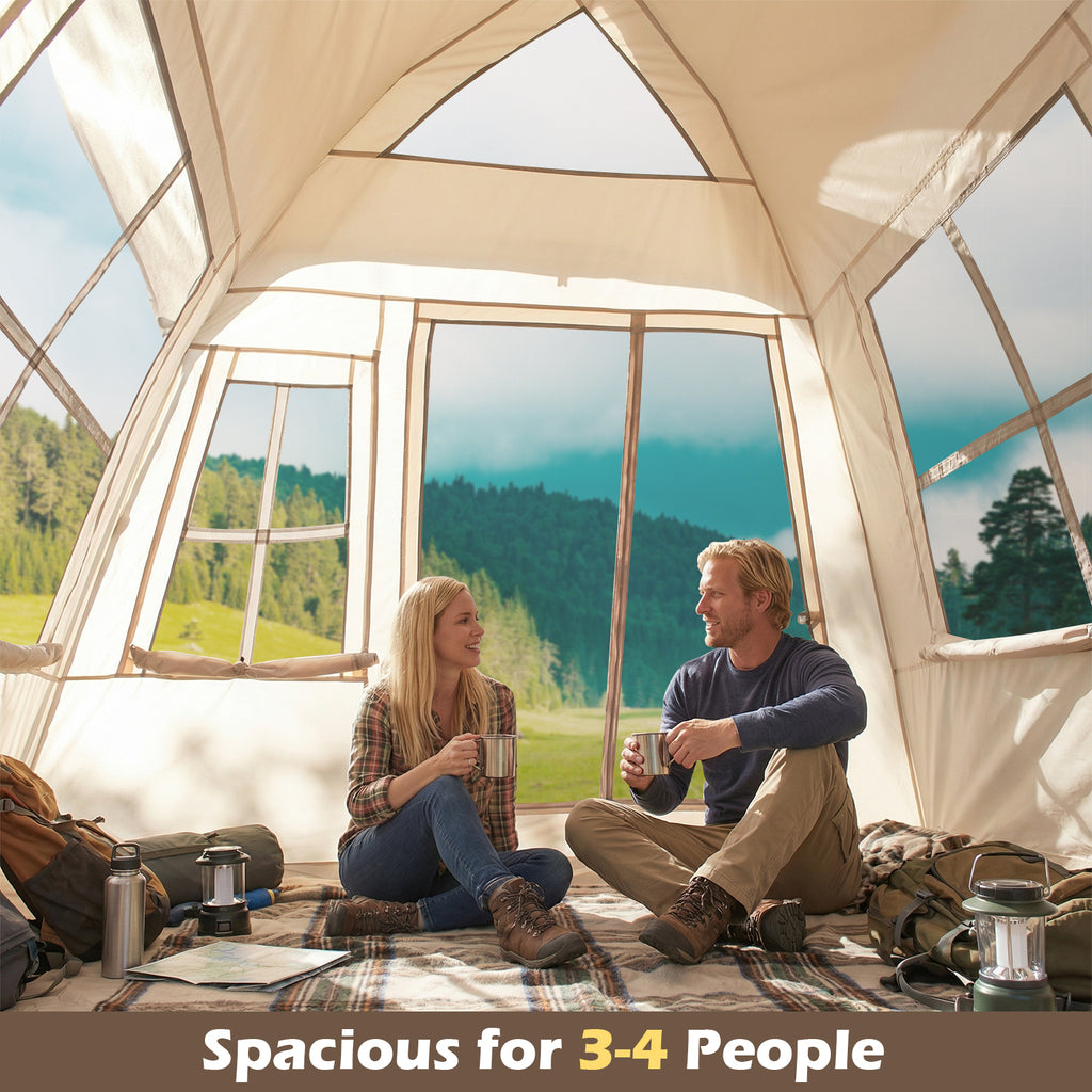 4 Person Automatic Pop-Up Camping Tent with Rainfly