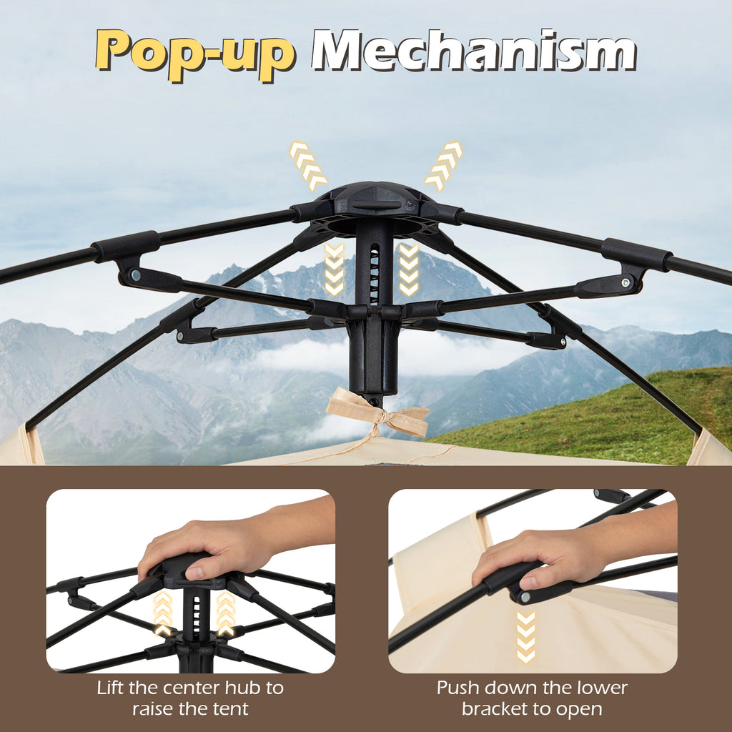 4 Person Automatic Pop-Up Camping Tent with Rainfly