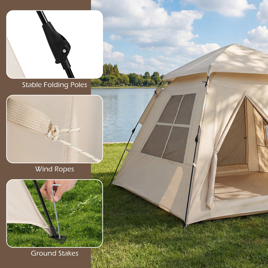4 Person Automatic Pop-Up Camping Tent with Rainfly