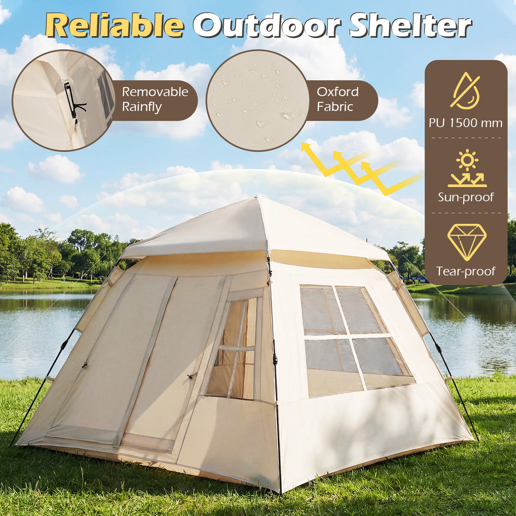 4 Person Automatic Pop-Up Camping Tent with Rainfly