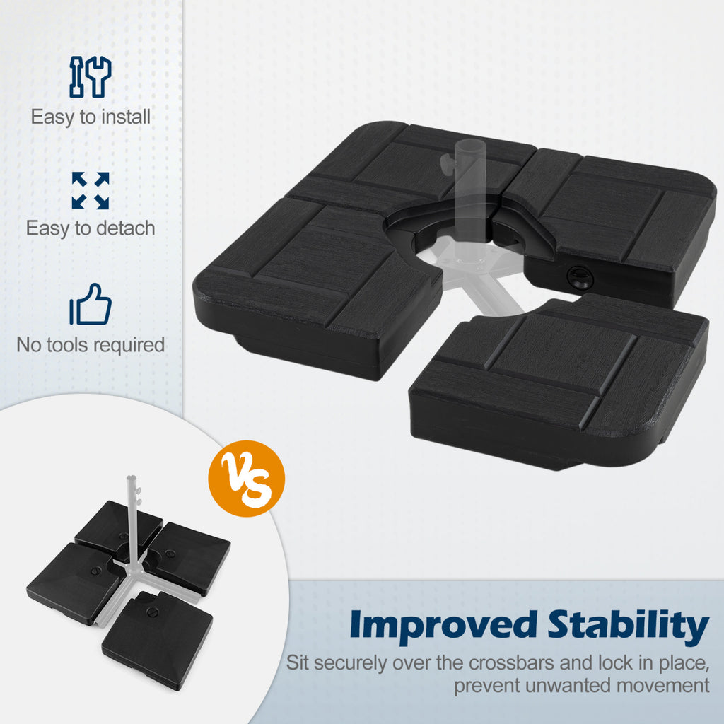4-Piece 188 LBS Cantilever Patio Umbrella Base - Black