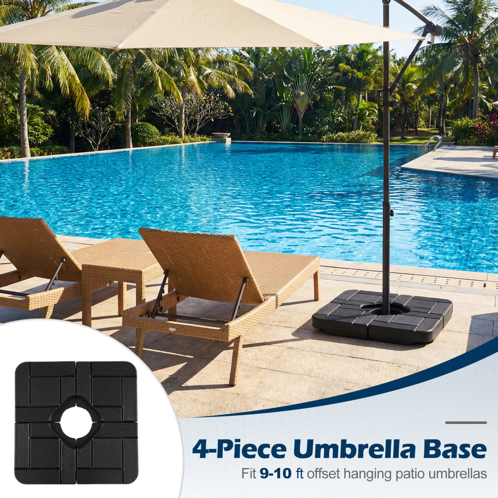 4-Piece 188 LBS Cantilever Patio Umbrella Base - Black