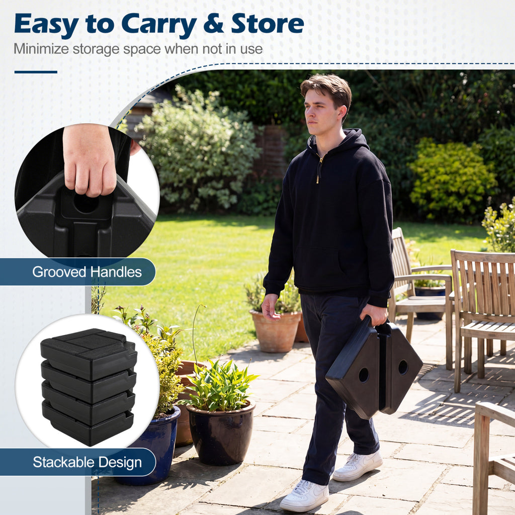 4-Piece 188 LBS Cantilever Patio Umbrella Base - Black
