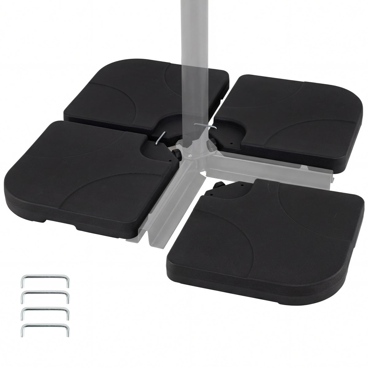 4-Piece Cantilever Umbrella Base 164 LBS Heavy-Duty - Black