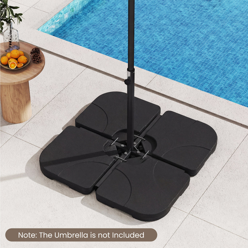 4-Piece Cantilever Umbrella Base 164 LBS Heavy-Duty - Black