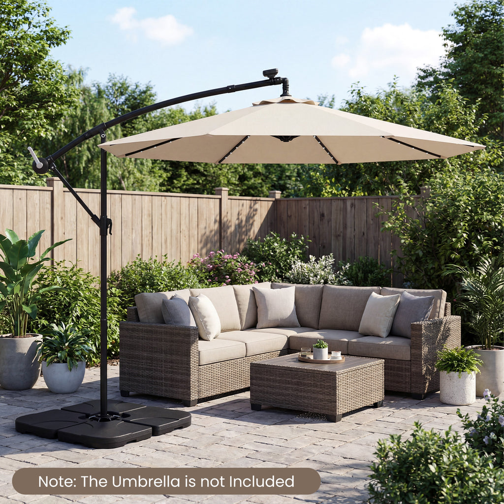 4-Piece Cantilever Umbrella Base 164 LBS Heavy-Duty - Black