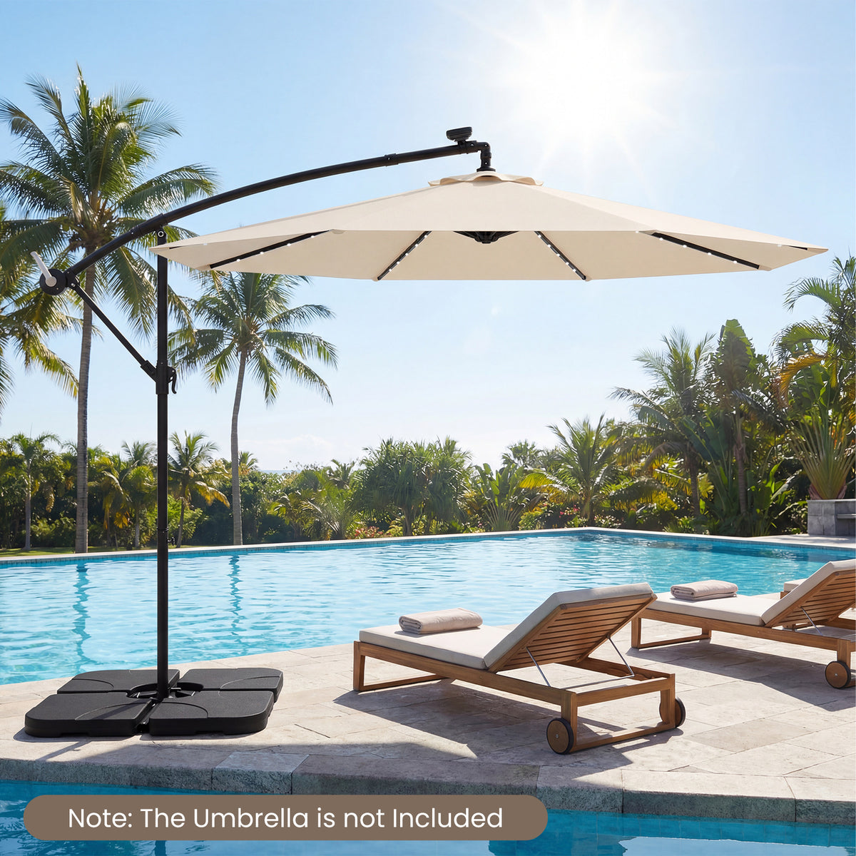 4-Piece Cantilever Umbrella Base 164 LBS Heavy-Duty - Black