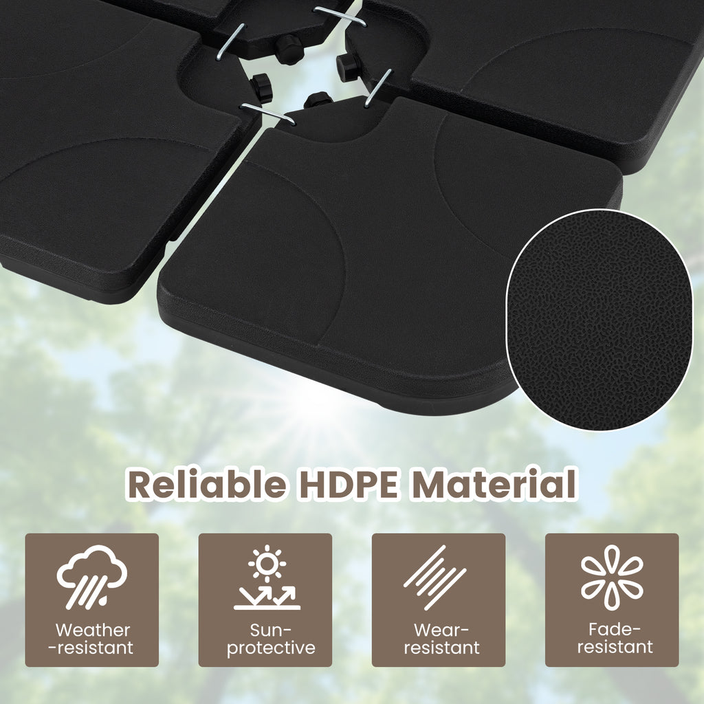 4-Piece Cantilever Umbrella Base 164 LBS Heavy-Duty - Black