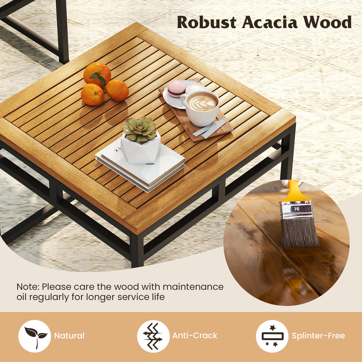 4 Pieces Patio L-Shaped Sofa Set with Cushions and Side Table