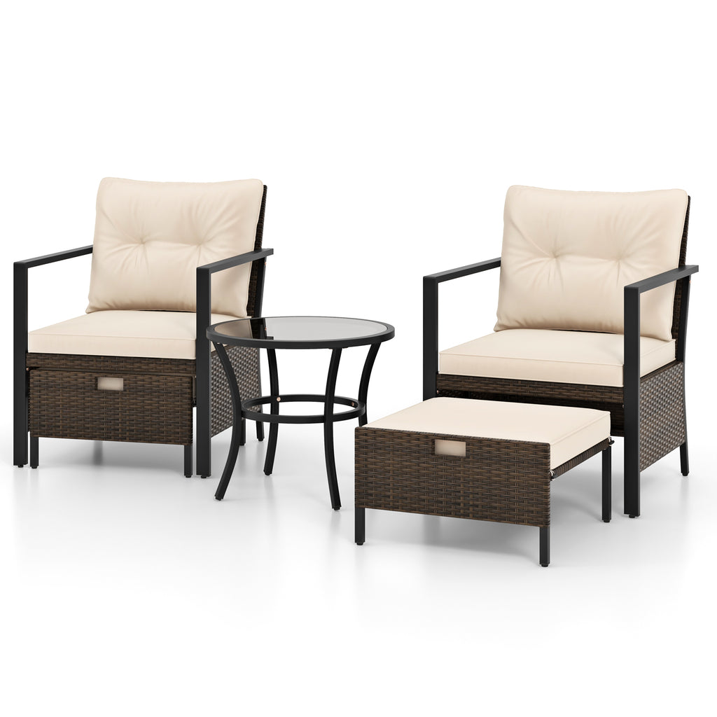 5 Piece Outdoor Furniture Set with Glass Topped Coffee Table