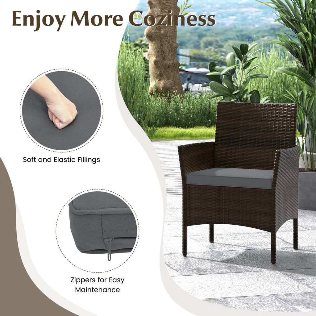 4-Piece Patio Rattan Conversation Set with Cushions - Mix Brown & Gray
