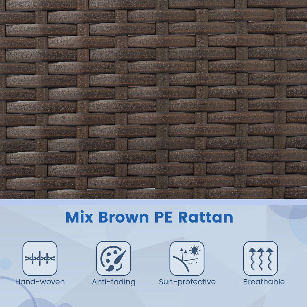 4-Piece Rattan Patio Conversation Set - Mix Brown, Navy
