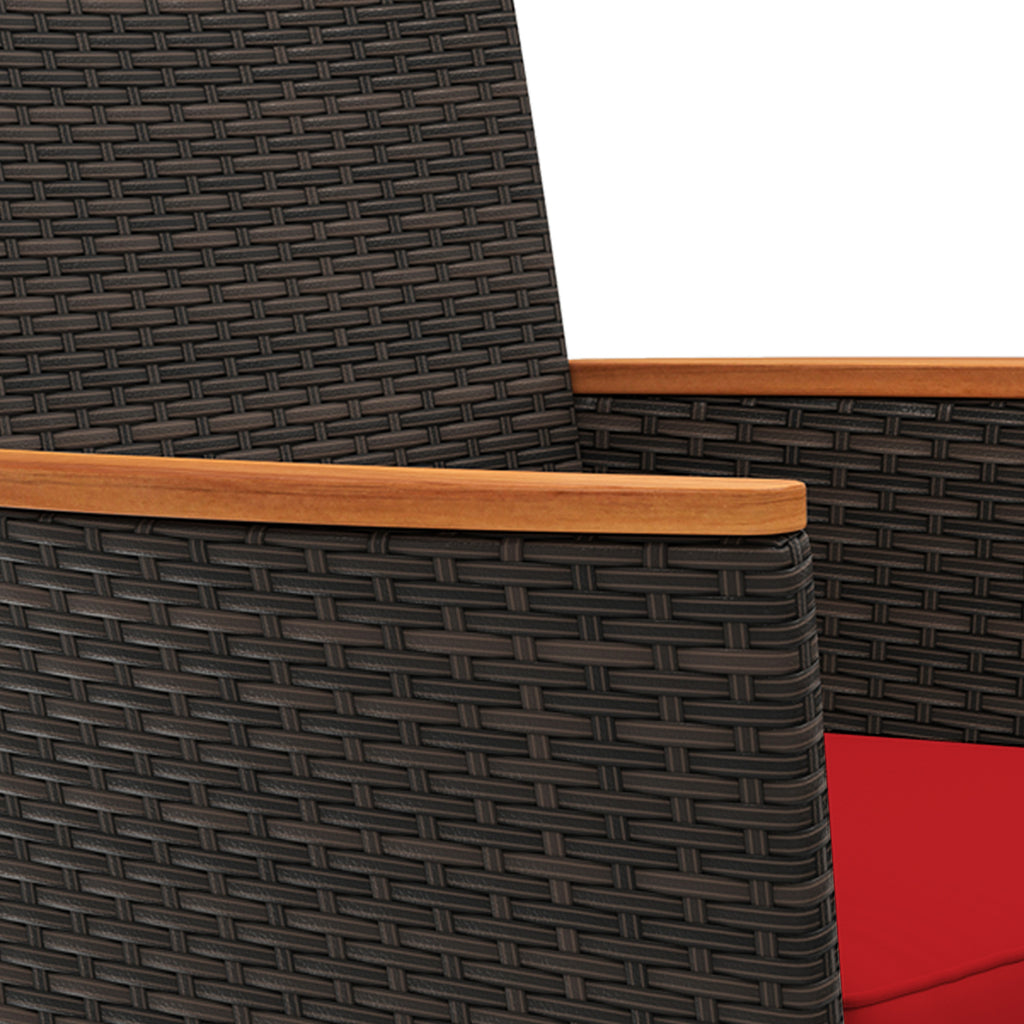 4-Piece Outdoor Rattan Sofa Set with Loveseat & Coffee Table - Red