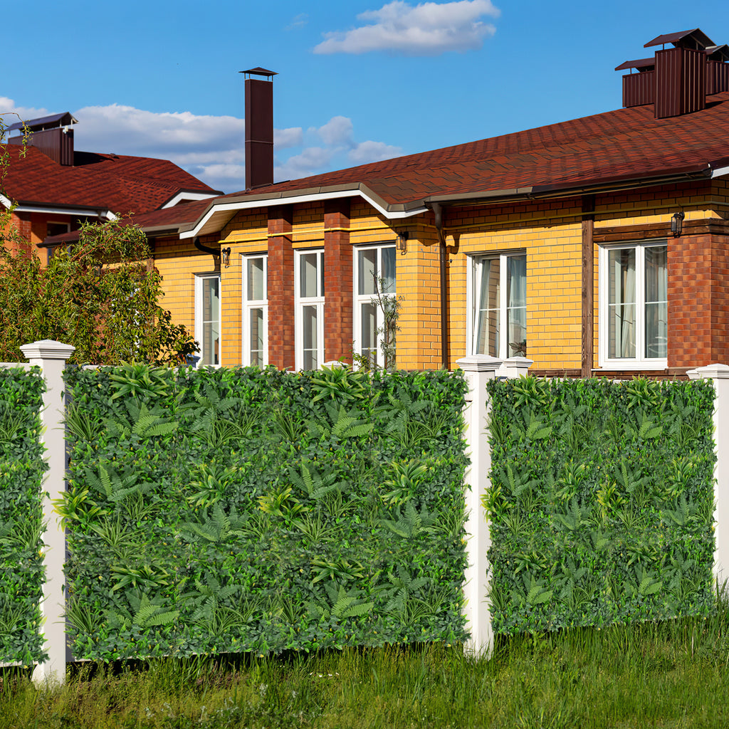 Artificial Hedge Panels 20x20 Inch Set of 4 Privacy Green Wall Foliage