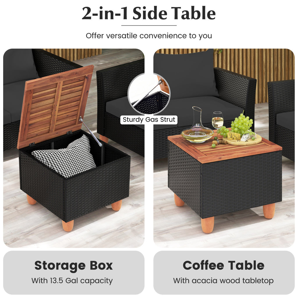 4 Pieces Outdoor Conversation Set with Storage Coffee Table