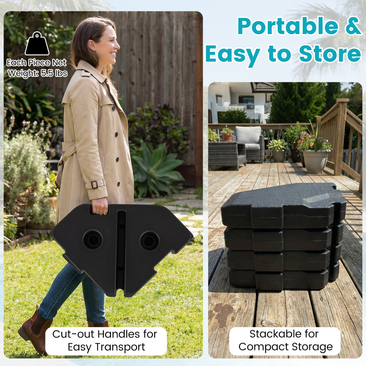 Patio Umbrella Cantilever Base Weight Set - Octagonal 41 x 41 x 5.5"