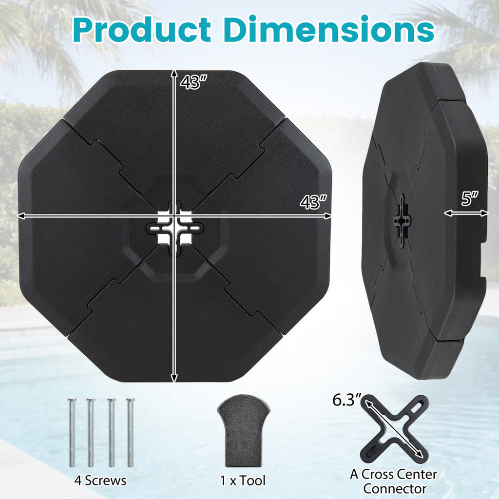 4 Pieces Patio Cantilever Offset Umbrella Weights Base Plate Set