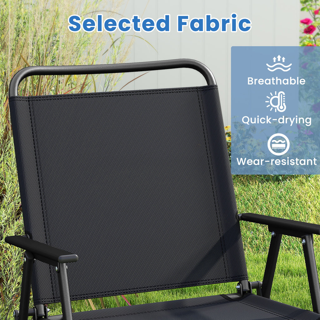 Folding Patio Set with Coffee Table & Chairs - Black