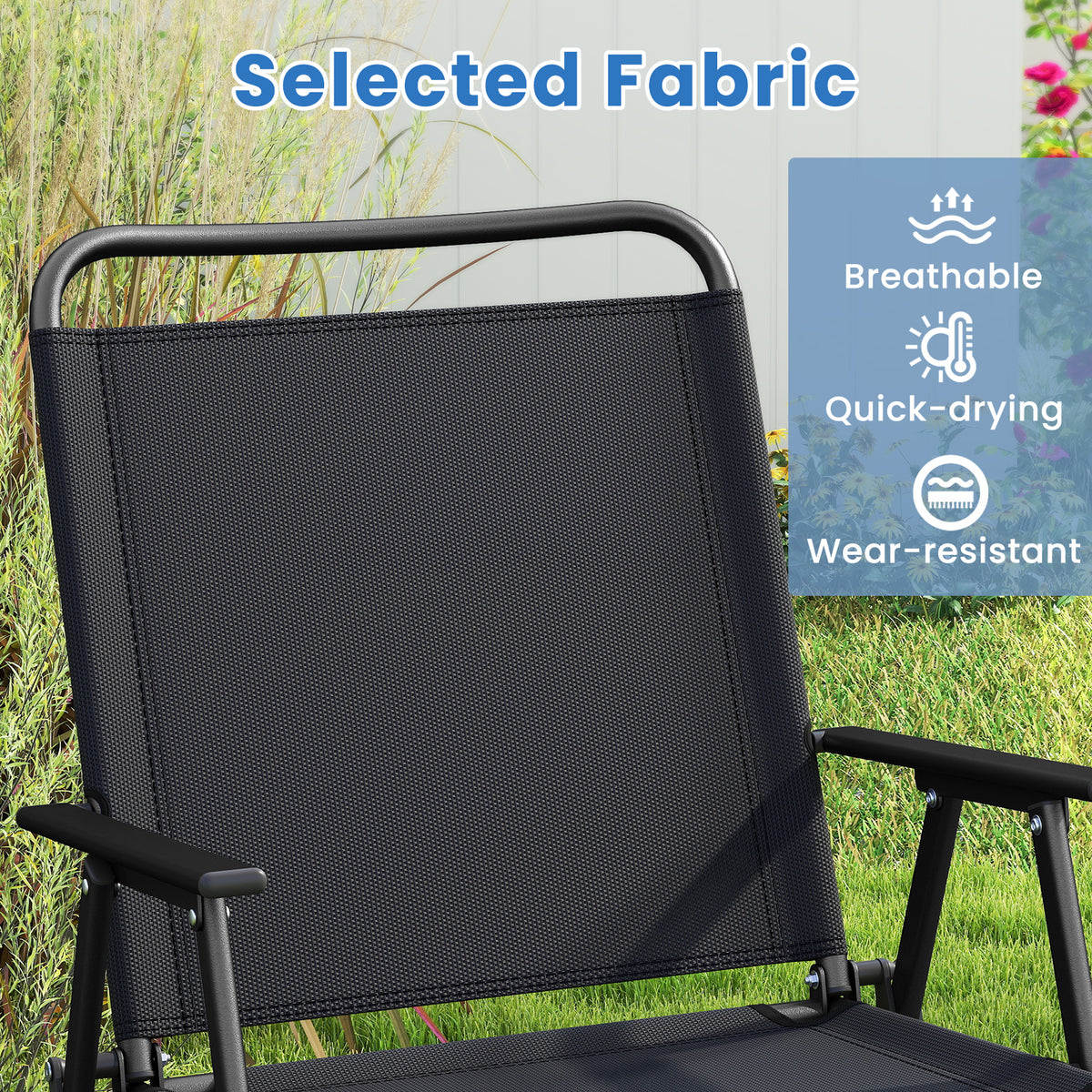 Folding Patio Set with Coffee Table & Chairs - Black