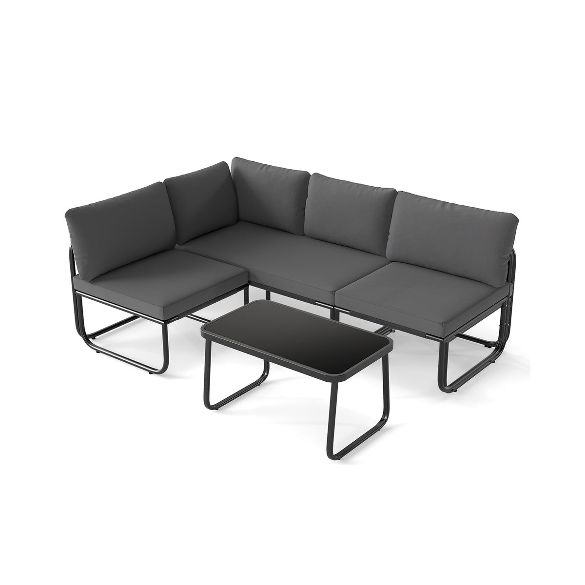 4 Pieces Patio Furniture Set with Cushions and Coffee Table