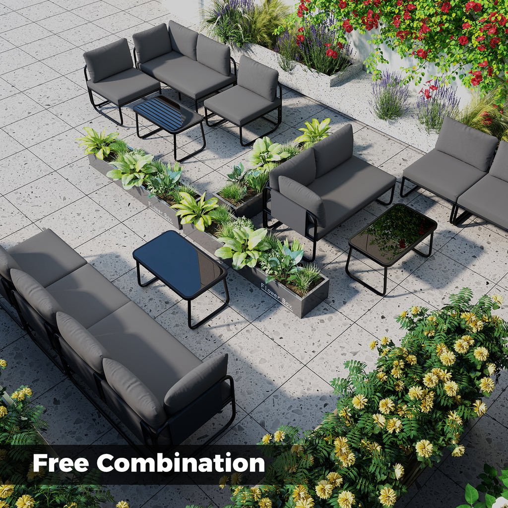 4 Pieces Patio Furniture Set with Cushions and Coffee Table