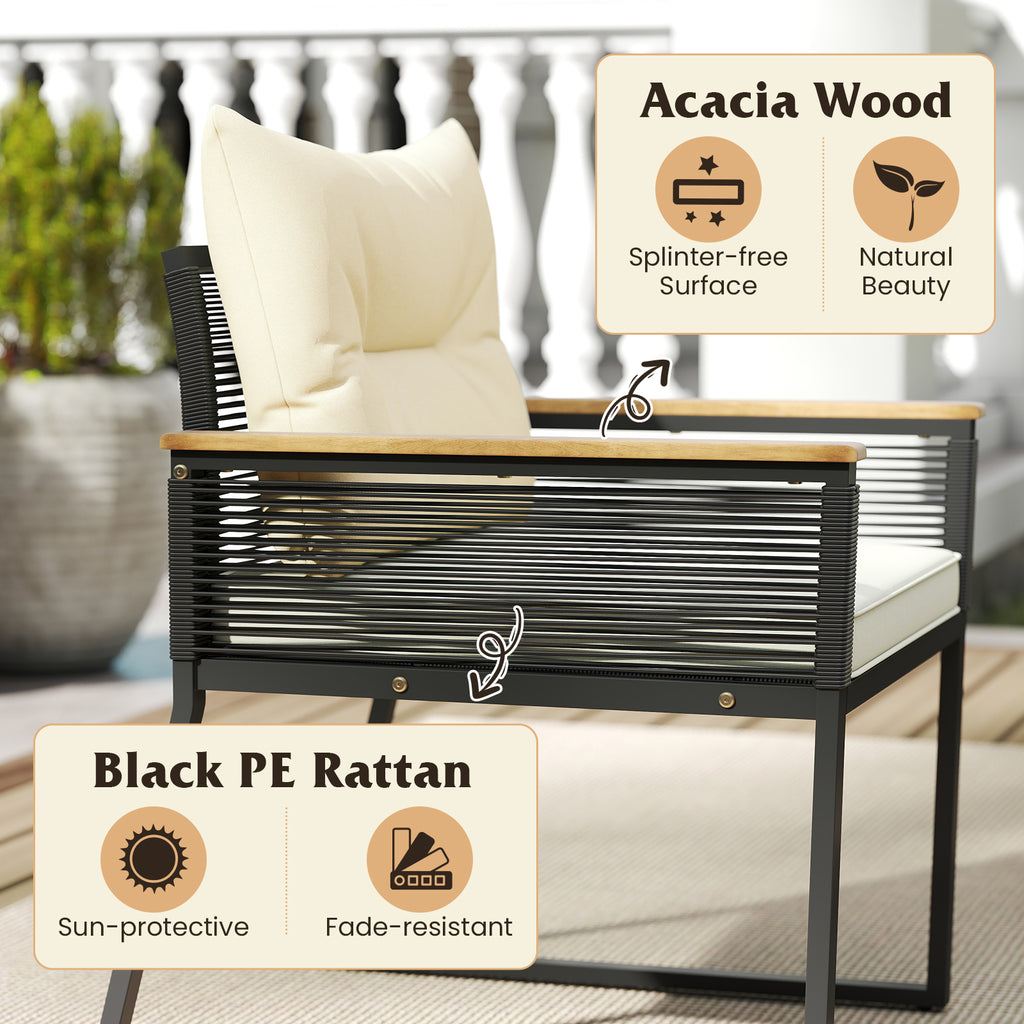 4-Piece Patio Conversation Set with Coffee Table - Black