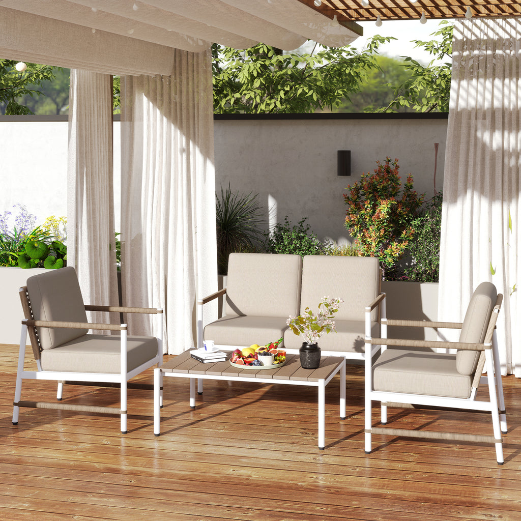 4-Piece Patio Furniture Set with Cushions - Gray