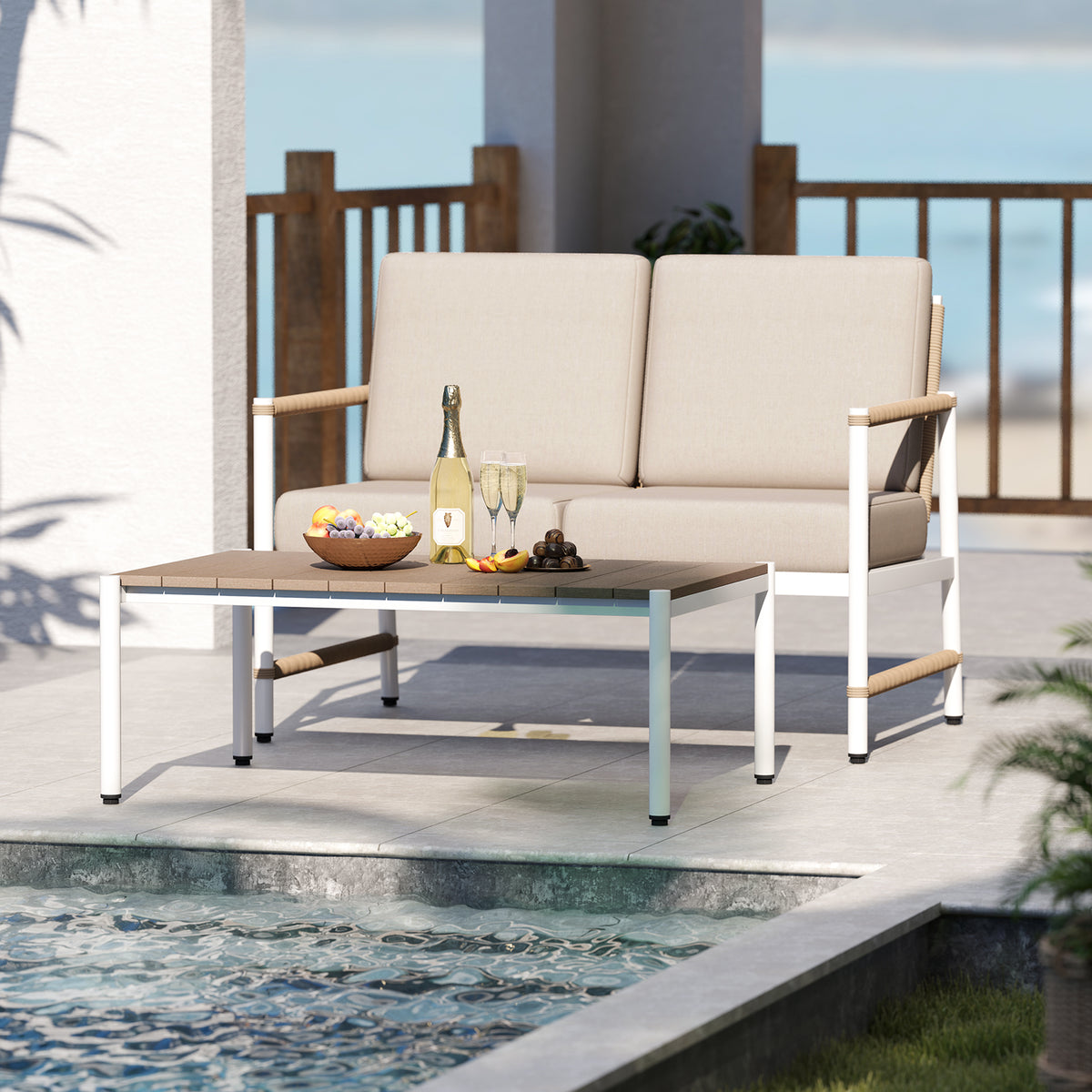 4-Piece Patio Furniture Set with Cushions - Gray