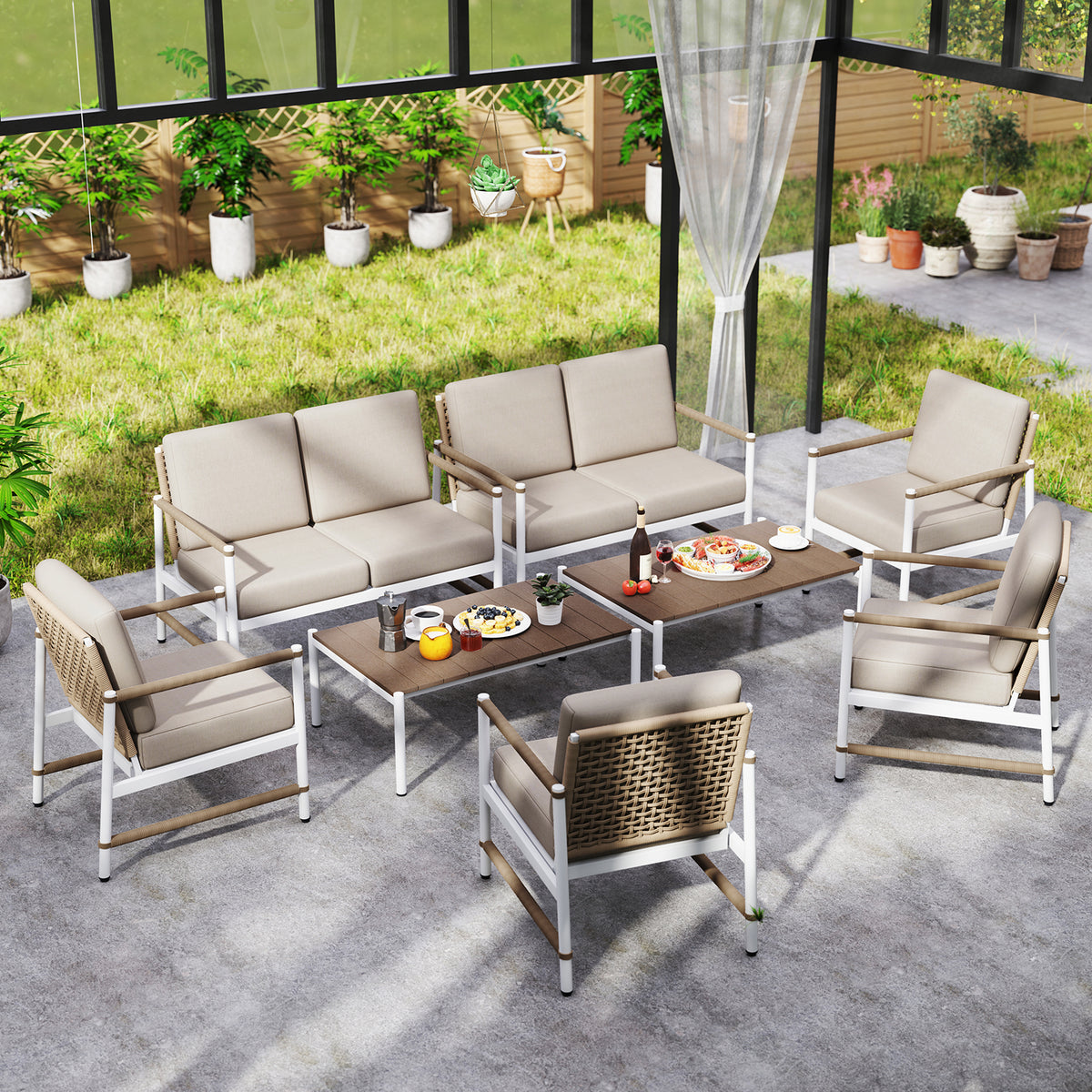4-Piece Patio Furniture Set with Cushions - Gray