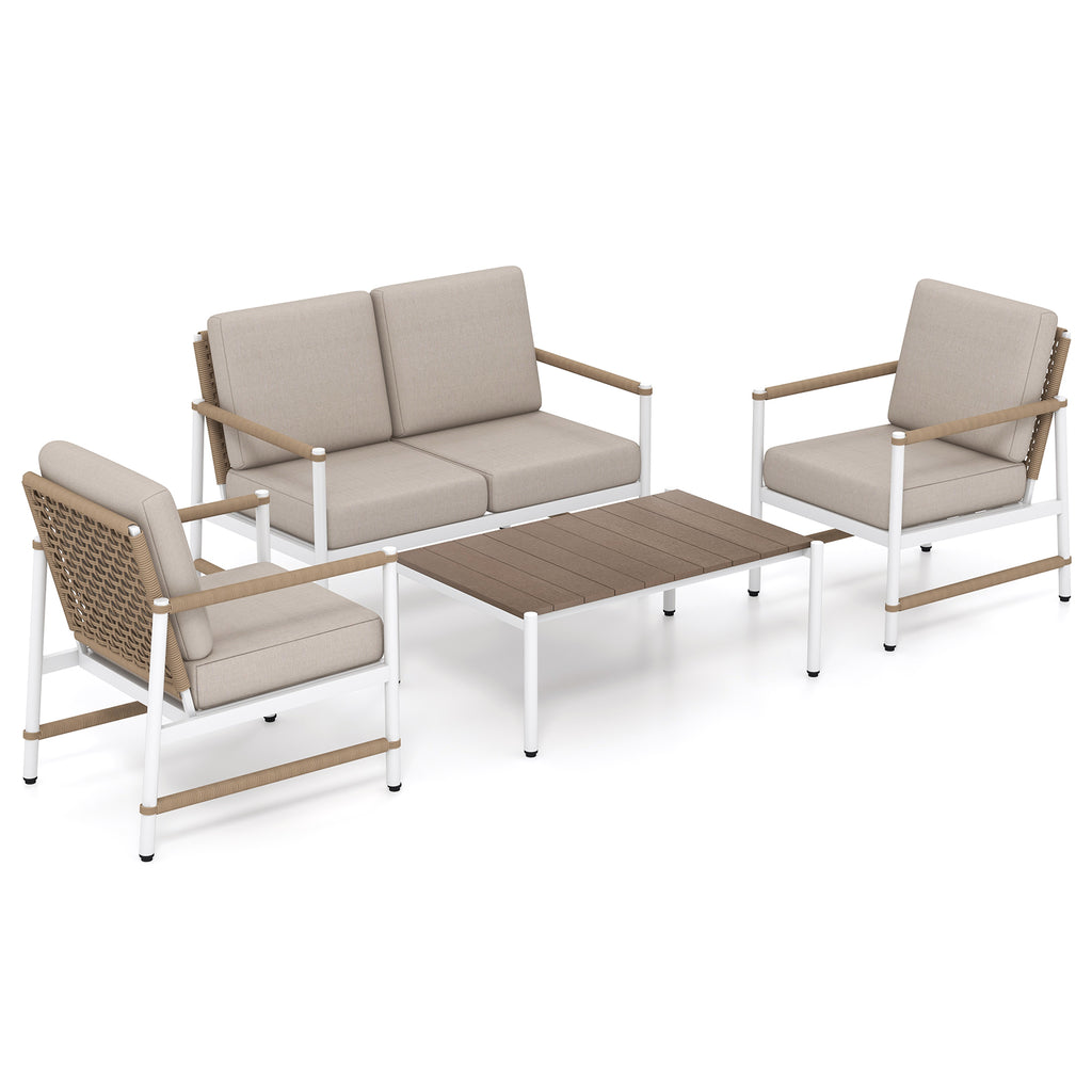 4-Piece Patio Furniture Set with Cushions - Gray