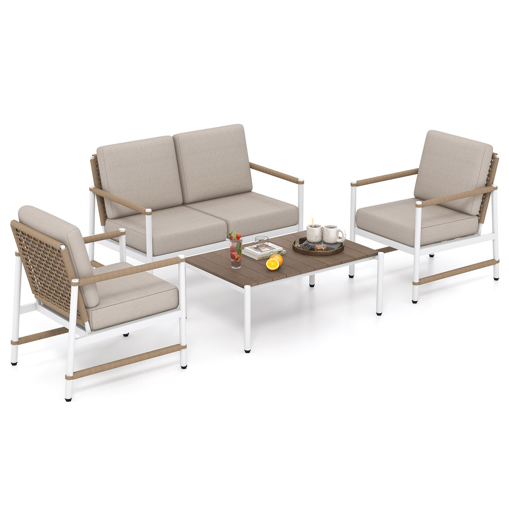 4-Piece Patio Furniture Set with Cushions - Gray