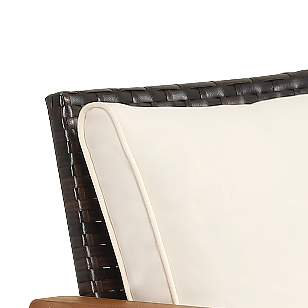 4 Pieces Patio Rattan Conversation Set with Seat and Back Cushions