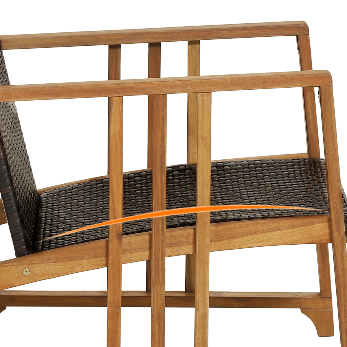 4 Pieces Patio Rattan Conversation Set with Seat and Back Cushions