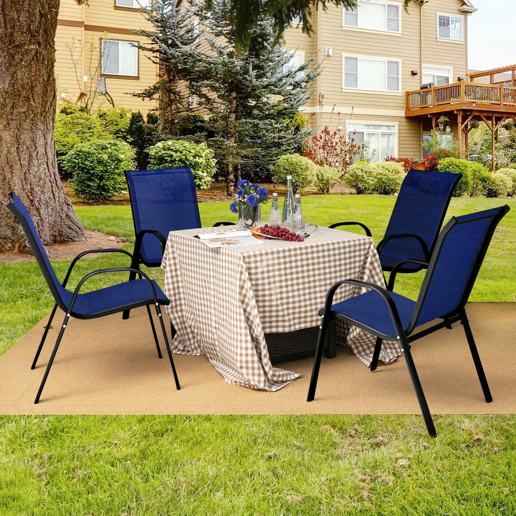 Stackable Patio Dining Chairs Set of 2 - Turquoise
