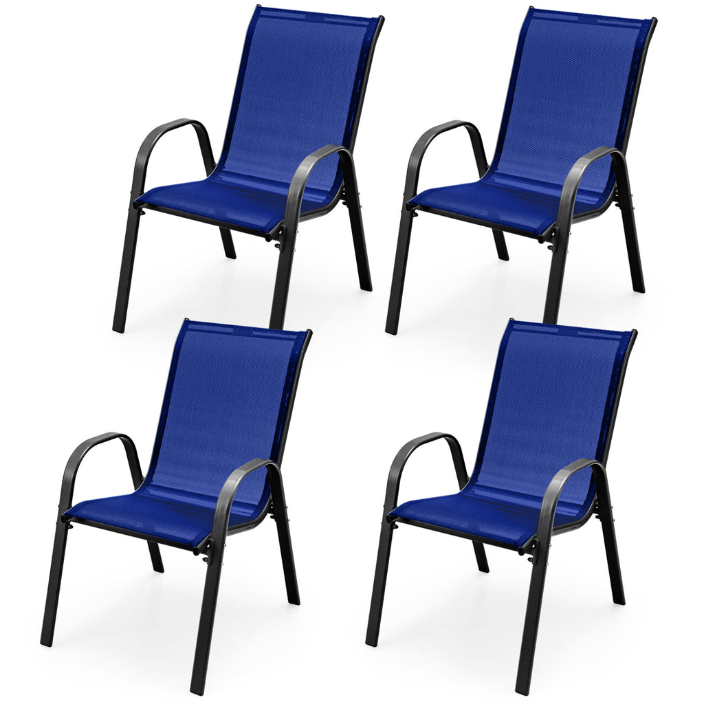 Outdoor Patio Chairs Set of 4 - Navy Stackable