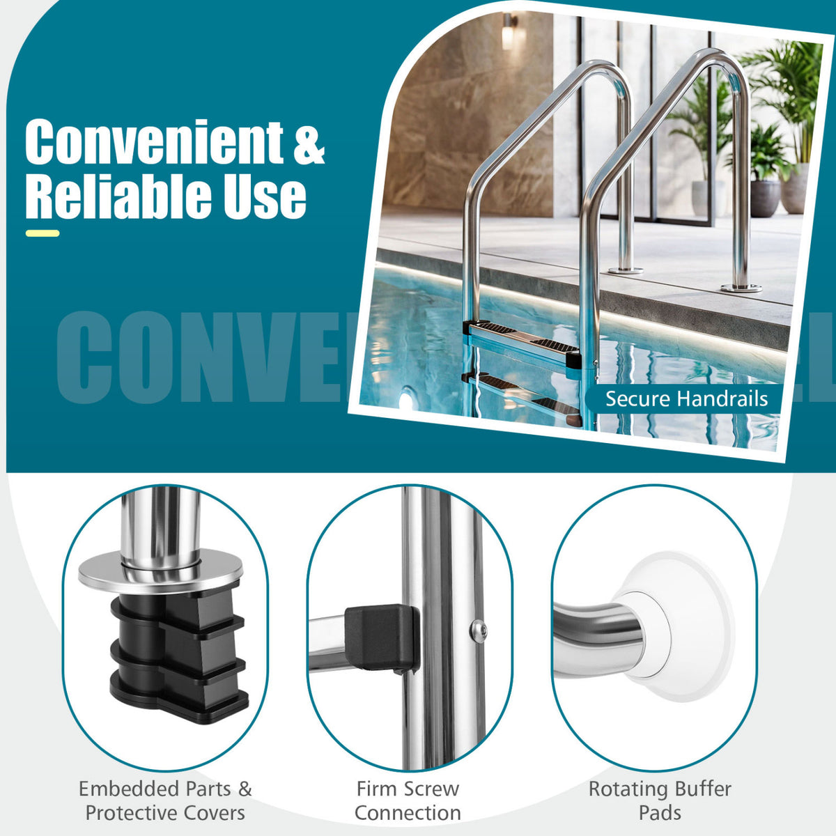 4-Step Inground Pool Ladder Stainless Steel