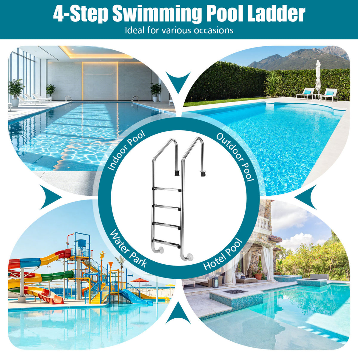 4-Step Inground Pool Ladder Stainless Steel