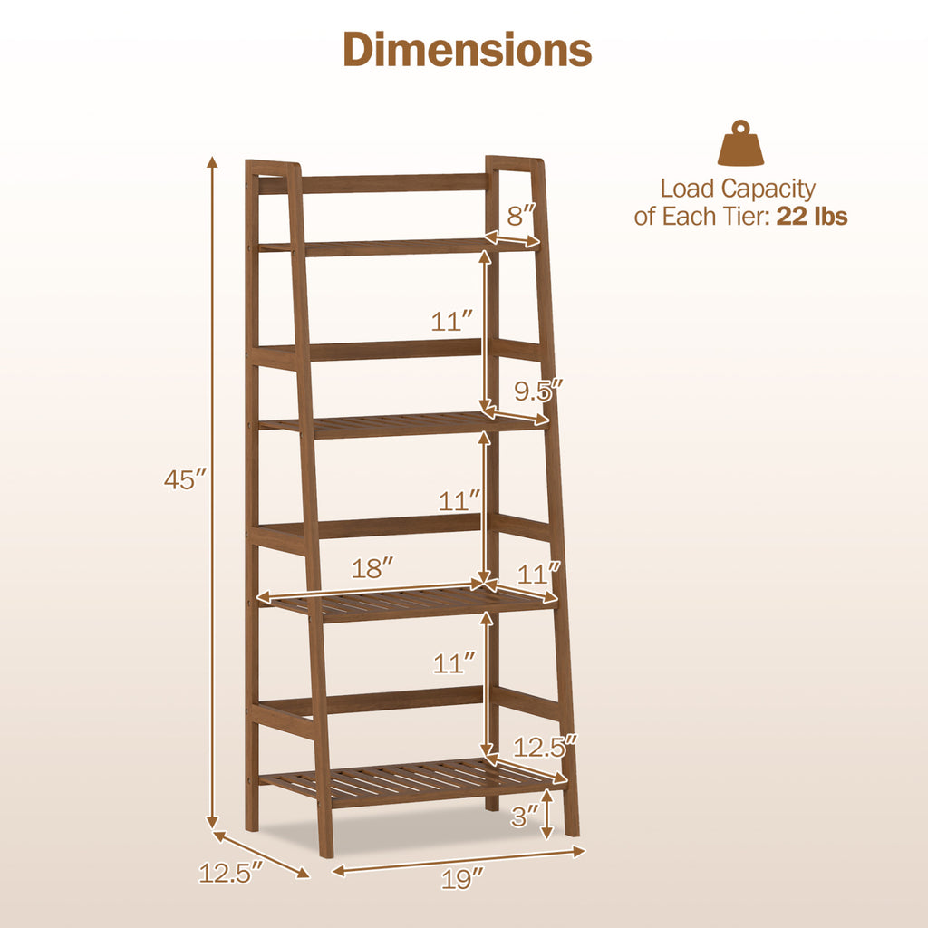 4-Tier Bamboo Plant Rack with Guardrails Stable and Space-Saving
