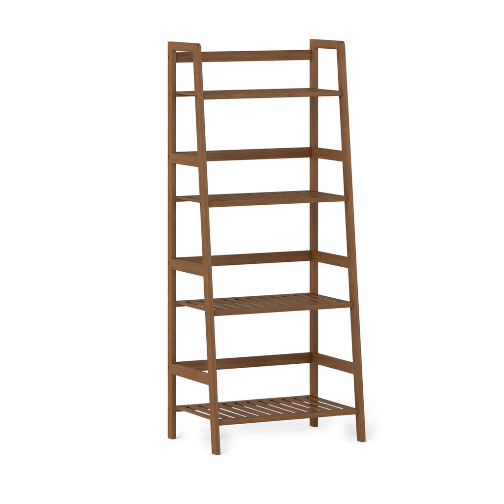 4-Tier Bamboo Plant Rack with Guardrails, Walnut