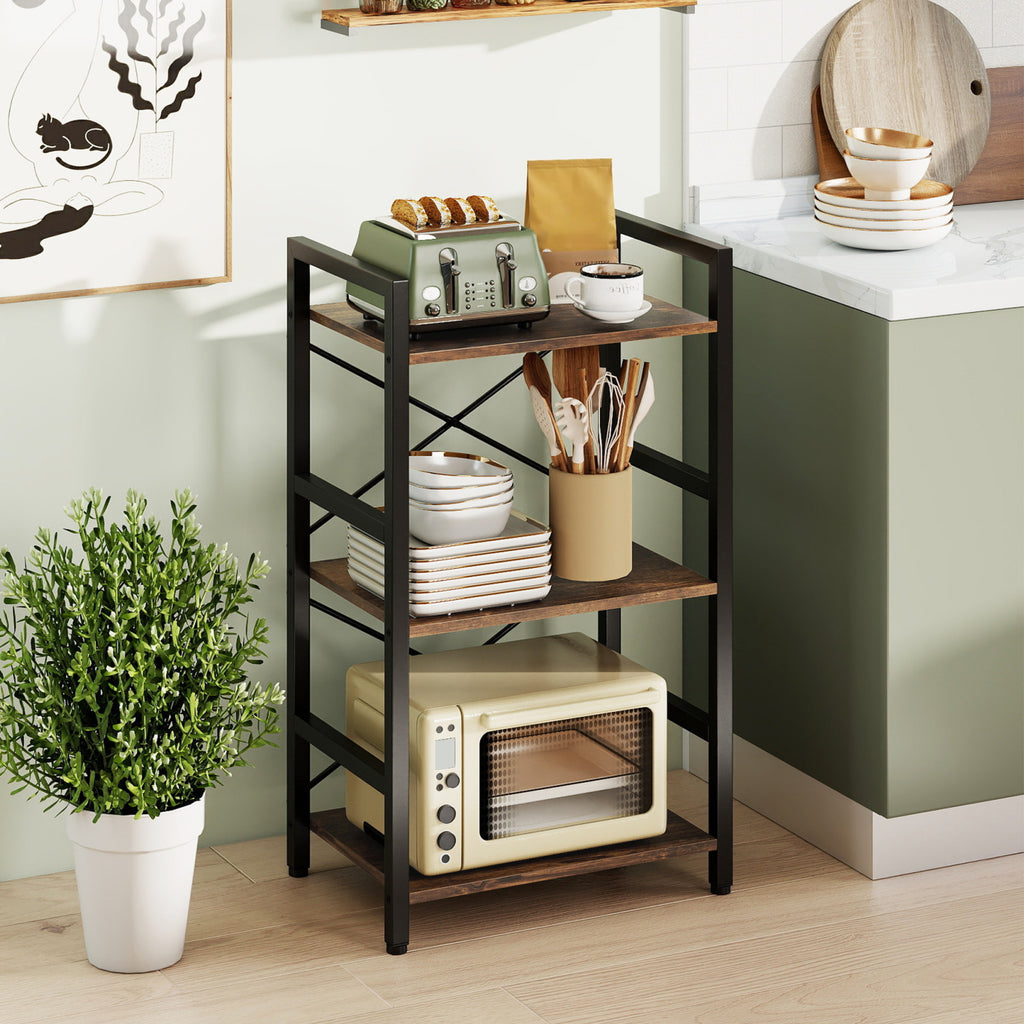 4-Tier Bookshelf with Metal Frame - Rustic Brown